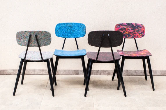 Recycled plastic chairs made by Luther Plastics
