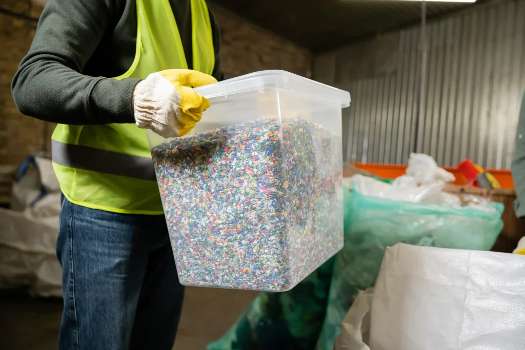 Manual plastic sorting at Luther Plastics today, the process Luther Sort aims to assist
