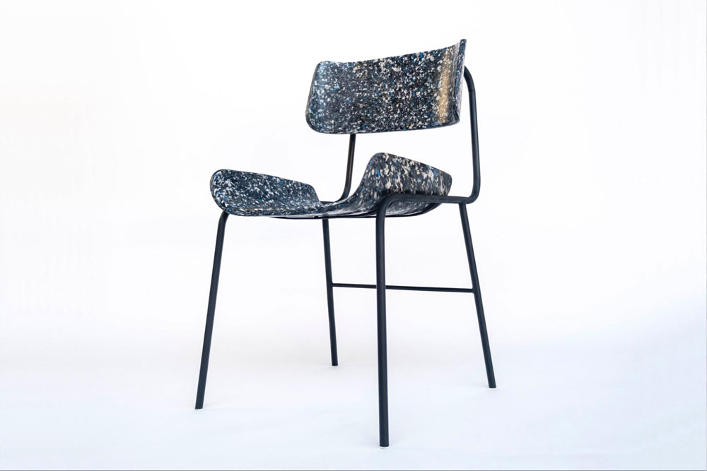 Recycled plastic office chair, studio view