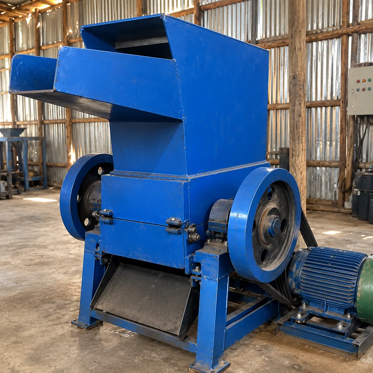 Plastic shredder machine at the Luther Plastics facility